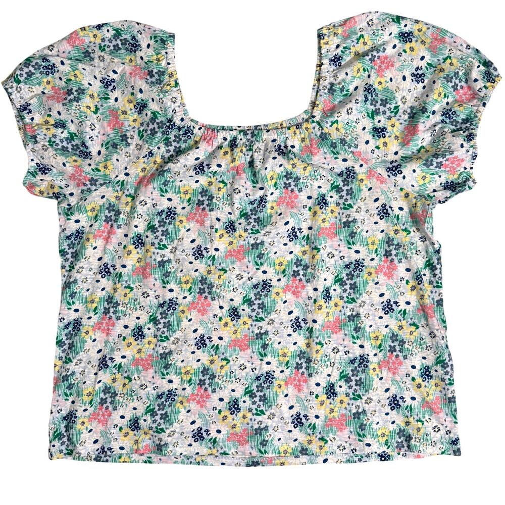 Style & Co. Printed On Off Shoulder Boho Blouse Peasant Blue Meadow - Size XL
